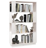 VidaXL Boekenkast/kamerscherm 80x25x132 cm massief grenenhout wit