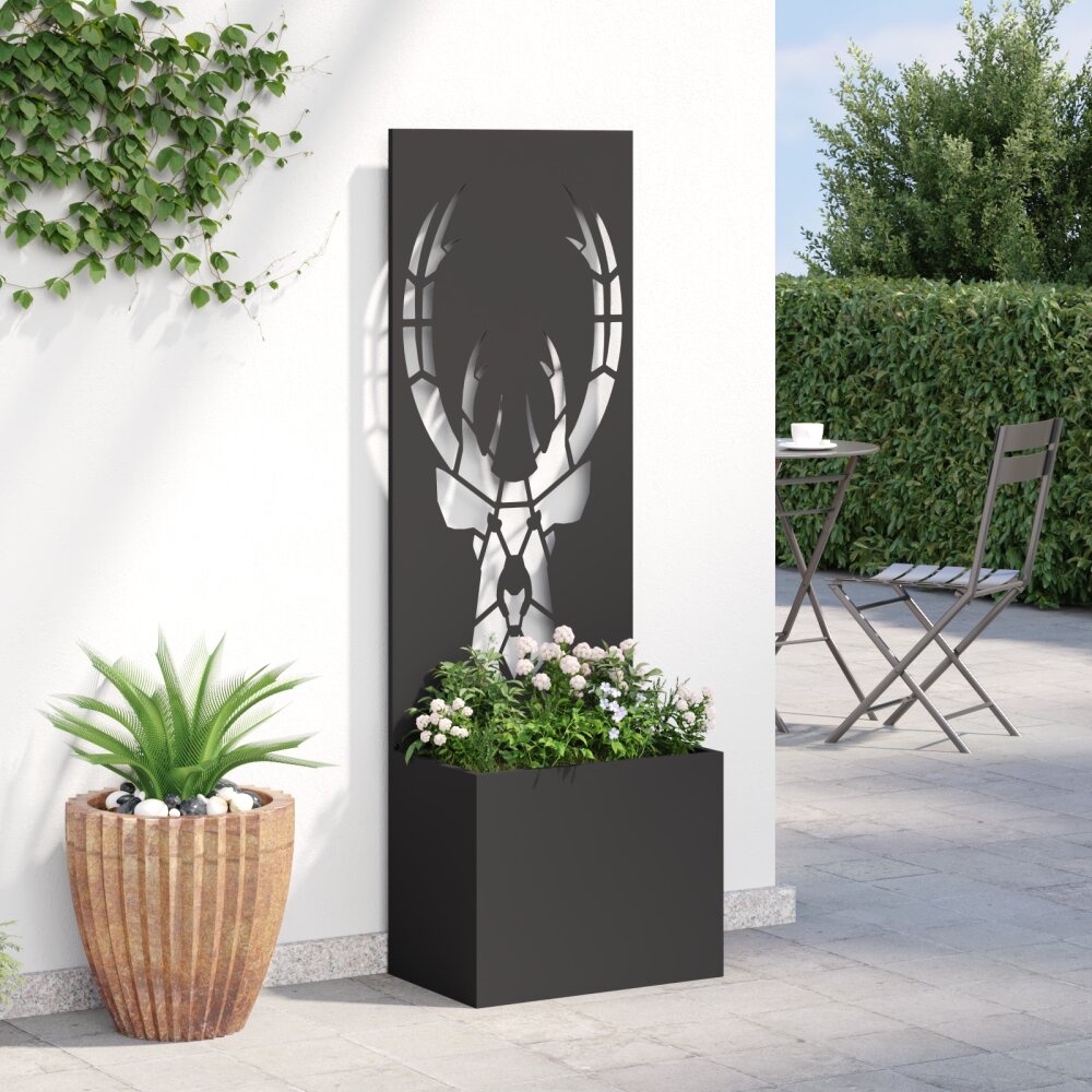 VidaXL Tuinplant met Decoratief Paneel Zwart 50 x 140 cm