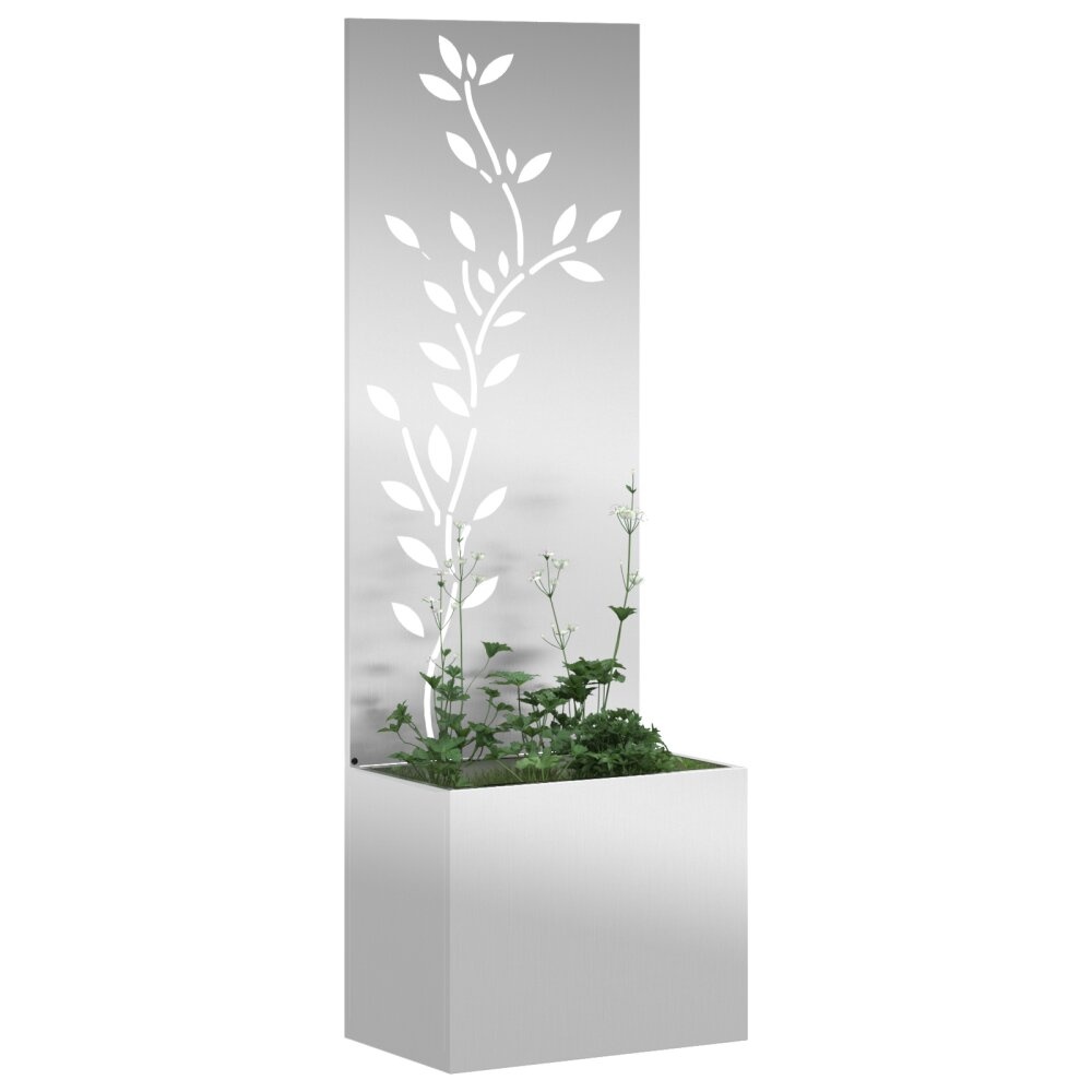 VidaXL Tuinplant met Decoratief Paneel Zilver 50 x 140 cm