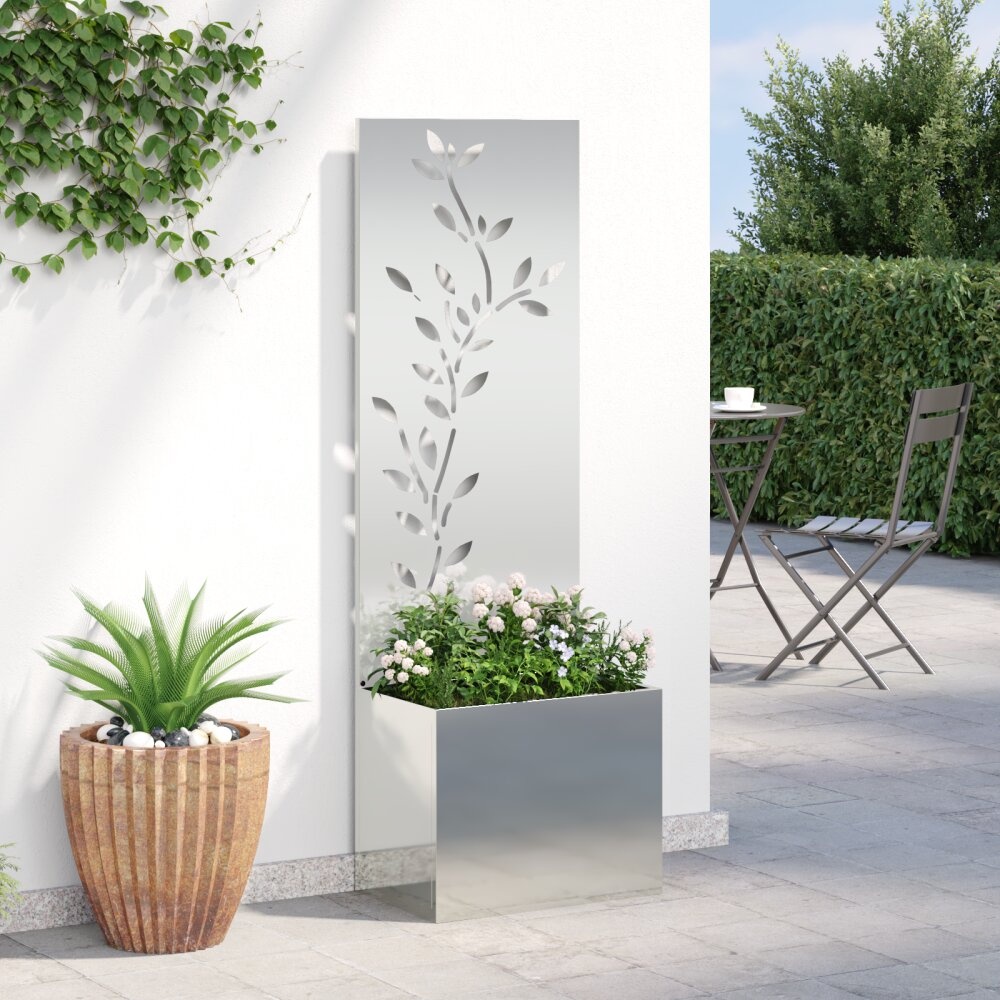 VidaXL Tuinplant met Decoratief Paneel Zilver 50 x 140 cm