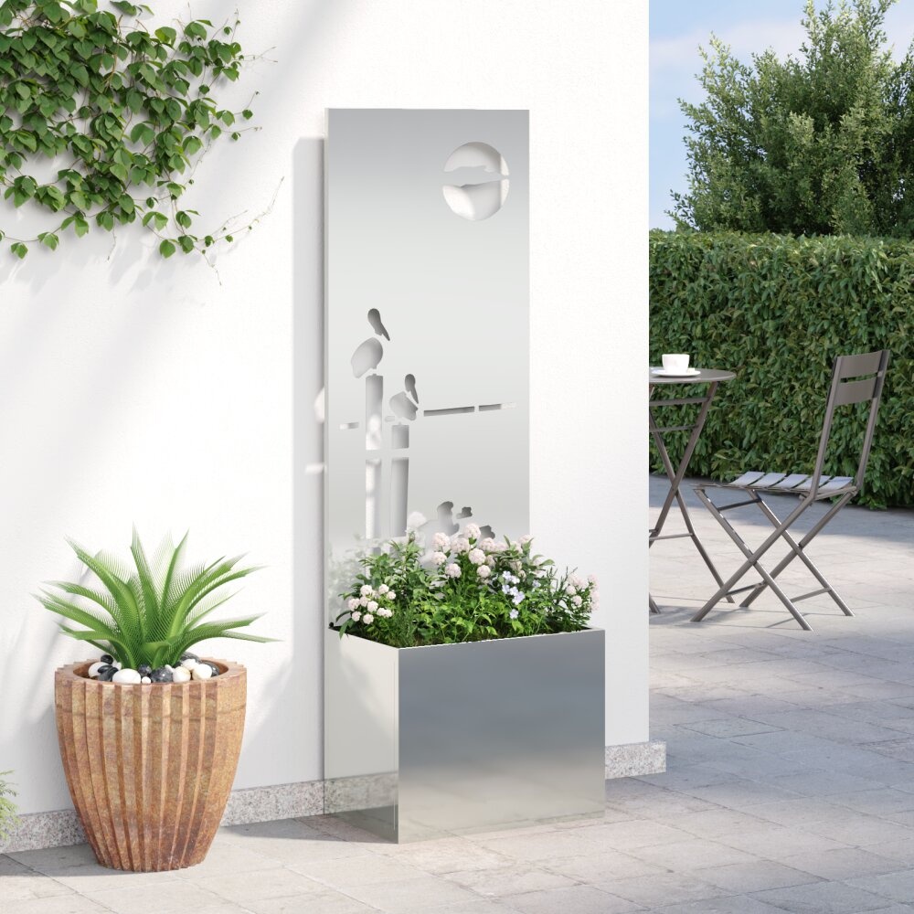 VidaXL Tuinplant met Decoratief Paneel Zilver 50 x 140 cm