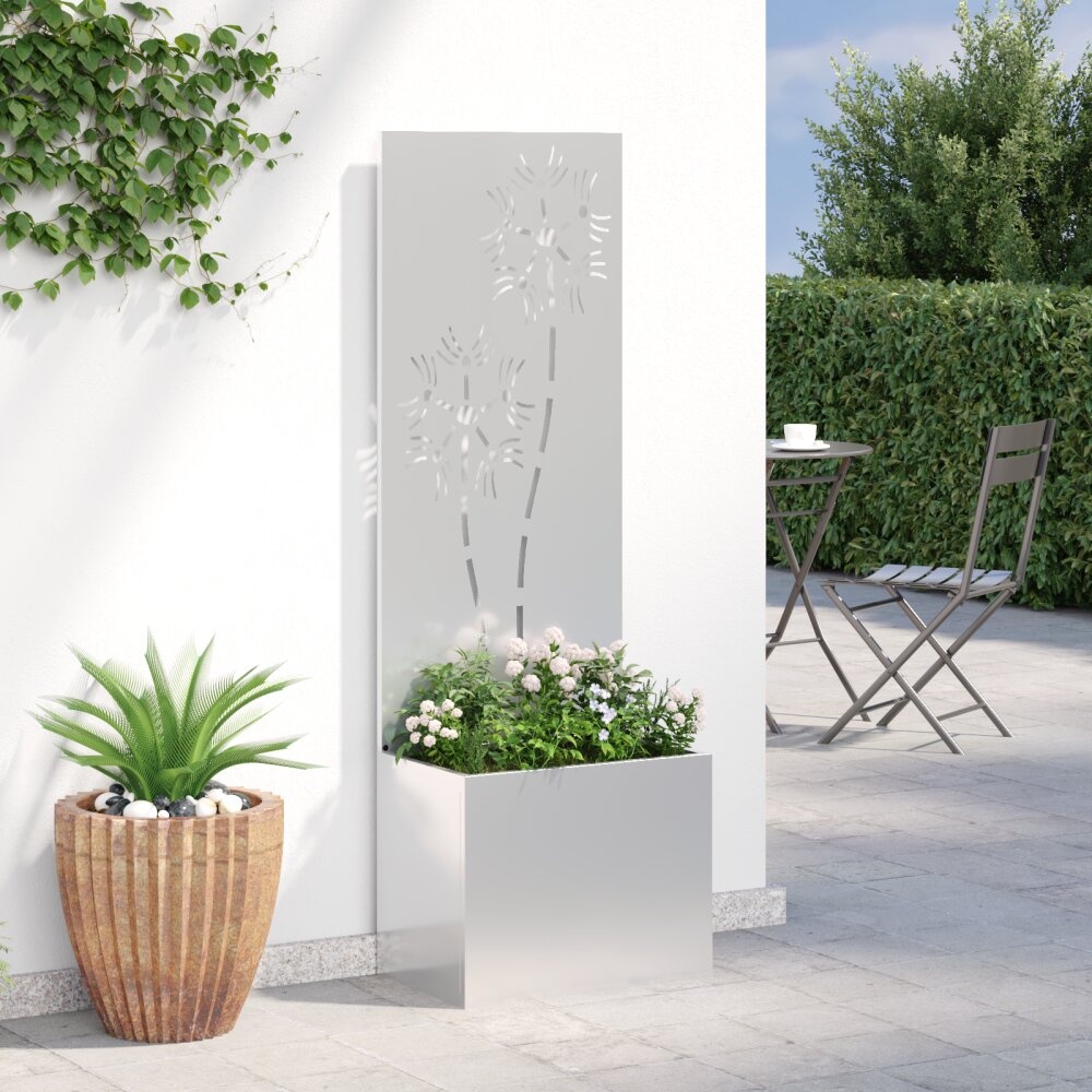 VidaXL Tuinplant met Decoratief Paneel Zilver 50 x 140 cm