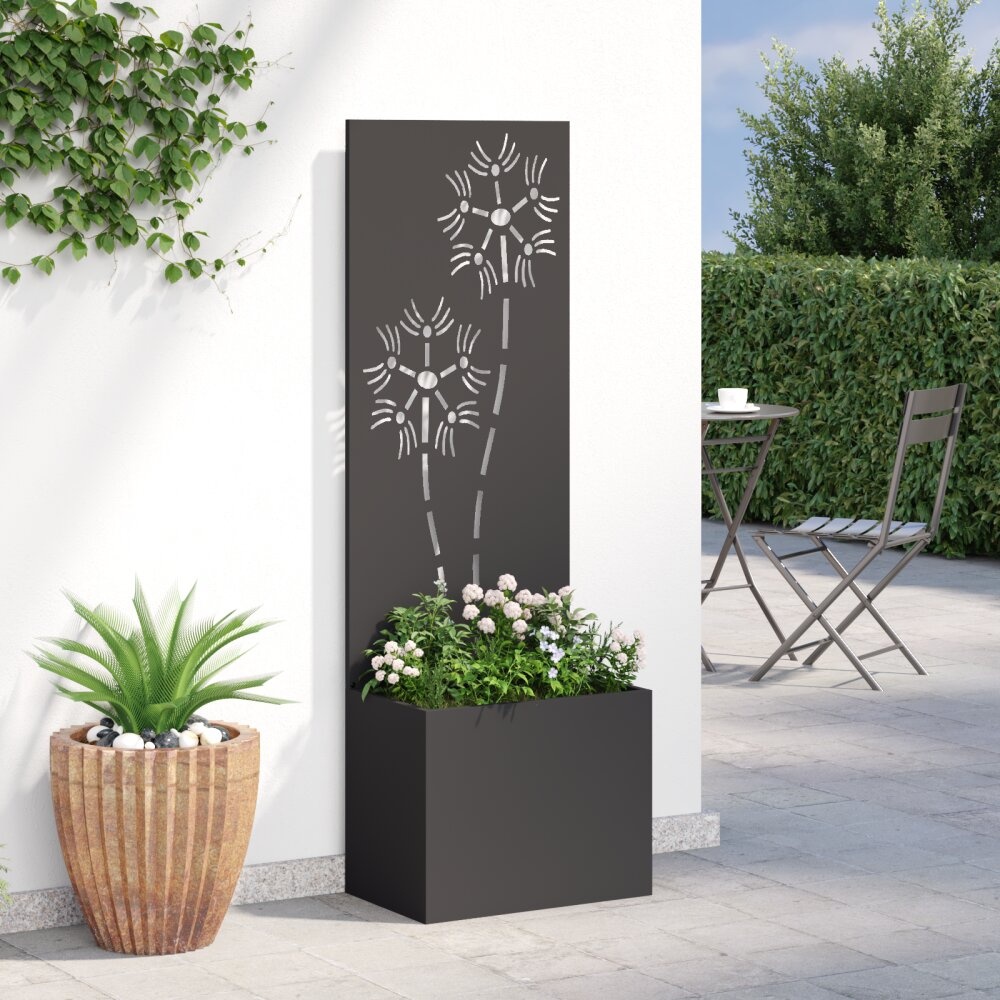VidaXL Tuinplant met Decoratief Paneel Zwart 50 x 140 cm