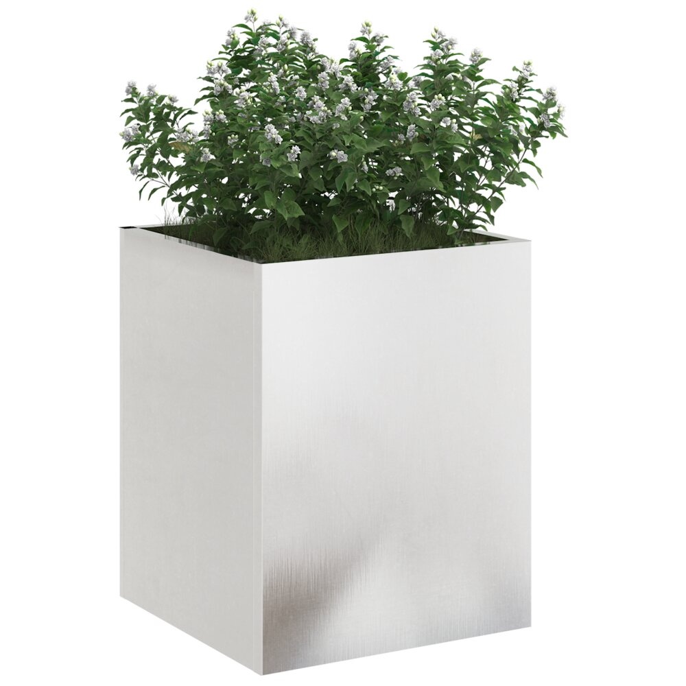 VidaXL Tuin Bloempot Zilver 50 x 32 x 40 cm Roestvrijstaal