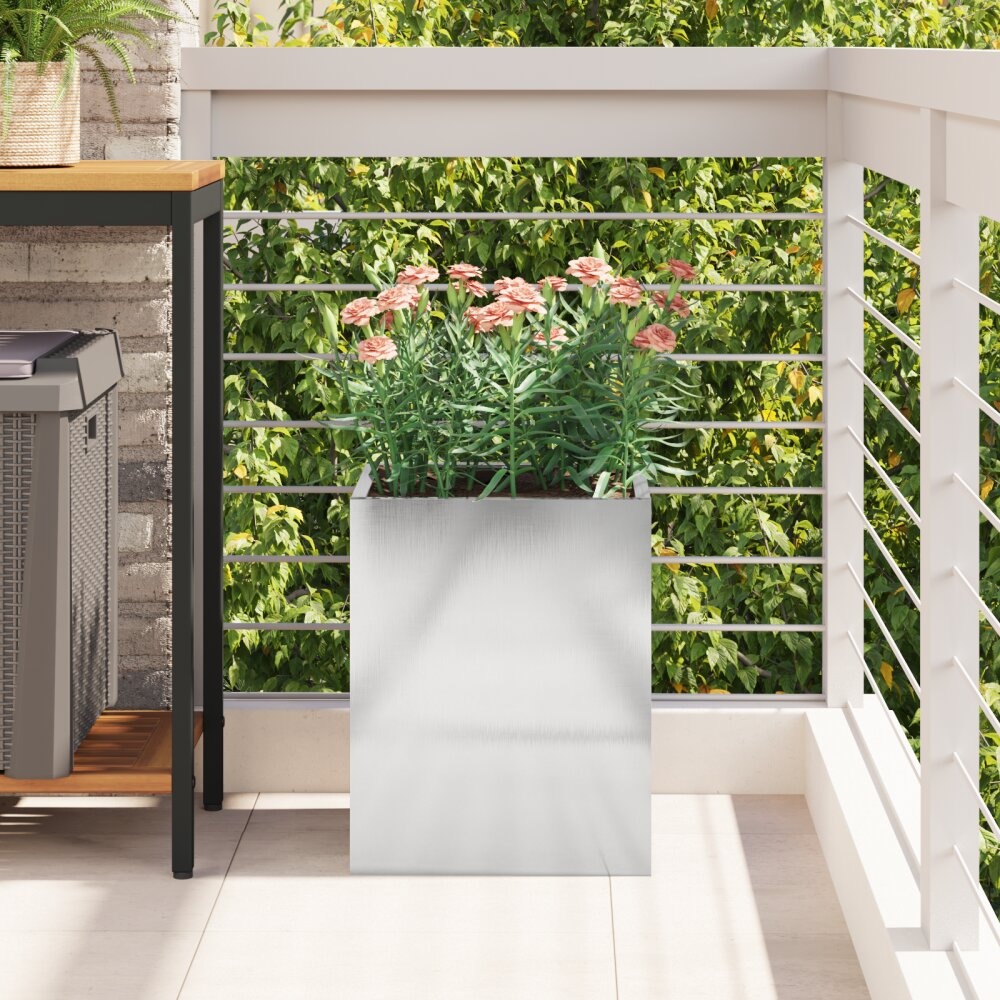 VidaXL Tuin Bloempot Zilver 50 x 32 x 40 cm Roestvrijstaal