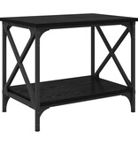 VidaXL Bijzettafel met plank met opslag Zwart eiken 55 x 38 x 45 cm Bewerkt hout