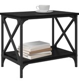 VidaXL Bijzettafel met plank met opslag Zwart eiken 55 x 38 x 45 cm Bewerkt hout