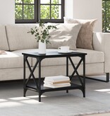 VidaXL Bijzettafel met plank met opslag Zwart eiken 55 x 38 x 45 cm Bewerkt hout