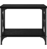 VidaXL Bijzettafel met plank met opslag Zwart eiken 55 x 38 x 45 cm Bewerkt hout