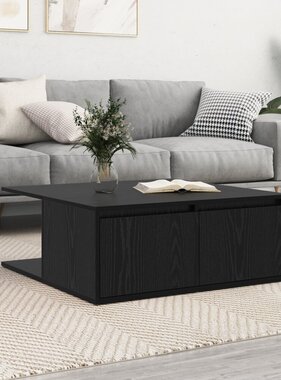 VidaXL Salontafel met lade met opslag Zwart eiken 80 x 80 x 31 cm Bewerkt hout