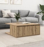 VidaXL Salontafel artisanaal eikenkleurig 80 x 80 x 31 cm Bewerkt hout