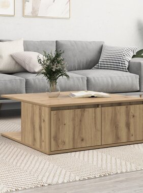 VidaXL Salontafel artisanaal eikenkleurig 80 x 80 x 31 cm Bewerkt hout