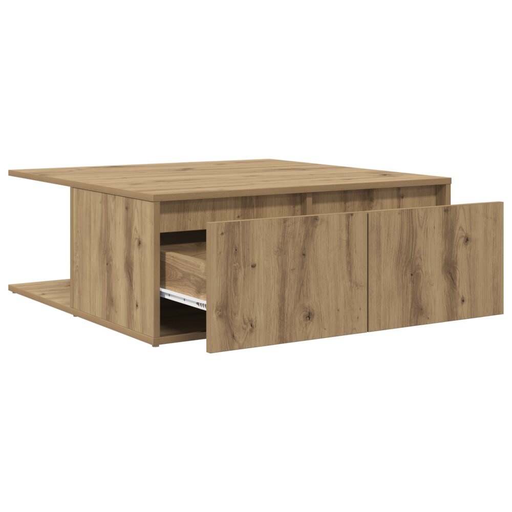VidaXL Salontafel artisanaal eikenkleurig 80 x 80 x 31 cm Bewerkt hout