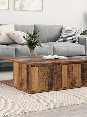 VidaXL Salontafel met lade met opslag Oud hout 80 x 80 x 31 cm Bewerkt hout