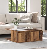 VidaXL Salontafel met lade met opslag Oud hout 80 x 80 x 31 cm Bewerkt hout