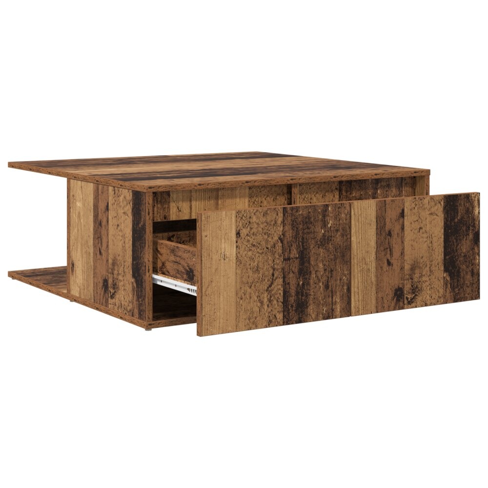 VidaXL Salontafel met lade met opslag Oud hout 80 x 80 x 31 cm Bewerkt hout