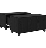 VidaXL Salontafel met wiel met opslag Zwart eiken 75 x 75 x 38 cm Bewerkt hout