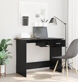 VidaXL Bureau met lade Zwart eiken 100 x 50 x 76 cm Bewerkt hout