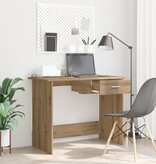 VidaXL Bureau artisanaal eikenkleurig 100 x 50 x 76 cm Bewerkt hout