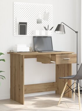 VidaXL Bureau artisanaal eikenkleurig 100 x 50 x 76 cm Bewerkt hout
