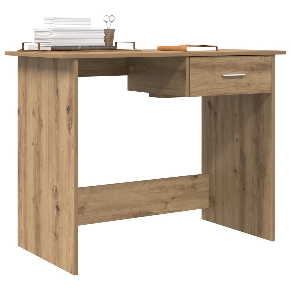 VidaXL Bureau artisanaal eikenkleurig 100 x 50 x 76 cm Bewerkt hout