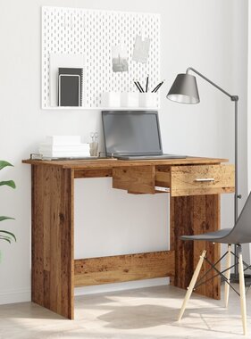VidaXL Bureau Oud hout 100 x 50 x 76 cm Bewerkt hout