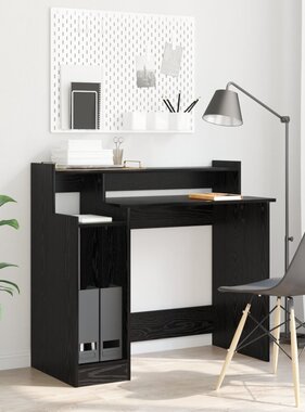 VidaXL Bureau Zwart eiken 97 x 45 x 90 cm Bewerkt hout