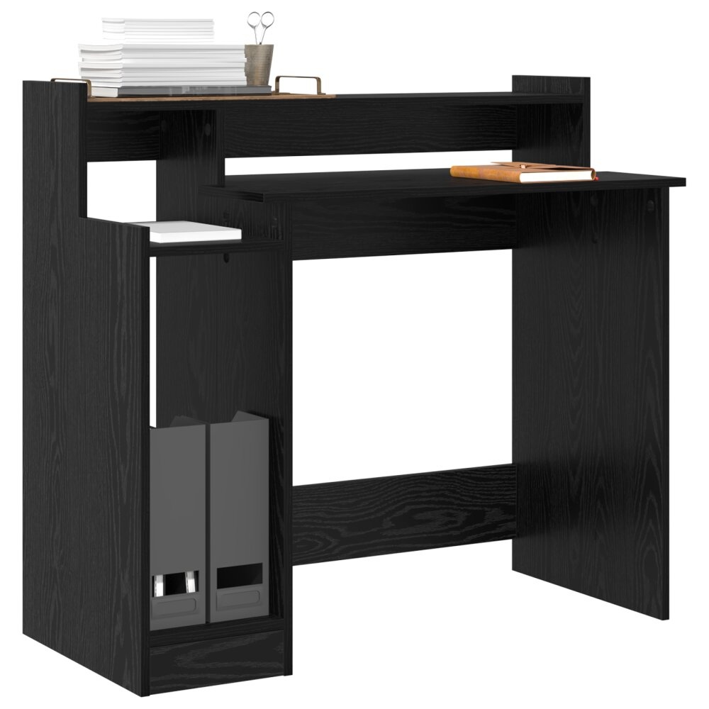 VidaXL Bureau Zwart eiken 97 x 45 x 90 cm Bewerkt hout