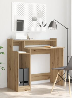 VidaXL Bureau artisanaal eikenkleurig 97 x 45 x 90 cm Bewerkt hout