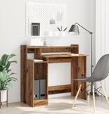 VidaXL Bureau with Desk Lamps met plank met opslag Oud hout 97 x 45 x 90 cm Bewerkt hout