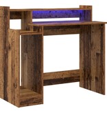 VidaXL Bureau with Desk Lamps met plank met opslag Oud hout 97 x 45 x 90 cm Bewerkt hout