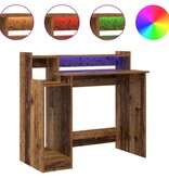 VidaXL Bureau with Desk Lamps met plank met opslag Oud hout 97 x 45 x 90 cm Bewerkt hout