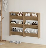 VidaXL Wand Schoenenkasten met plank Anders met opslag 2 pcs artisanaal eikenkleurig