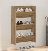 VidaXL Wand Schoenenkasten artisanaal eikenkleurig 60 x 18 x 60 cm