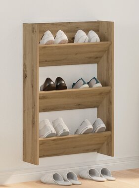 VidaXL Wand Schoenenkasten artisanaal eikenkleurig 60 x 18 x 60 cm