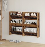 VidaXL Wand Schoenenkasten 2 pcs Oud hout 60 x 18 x 60 cm Bewerkt hout