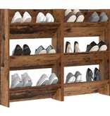 VidaXL Wand Schoenenkasten 2 pcs Oud hout 60 x 18 x 60 cm Bewerkt hout