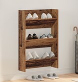 VidaXL Wand Schoenenkasten Oud hout 60 x 18 x 60 cm Bewerkt hout