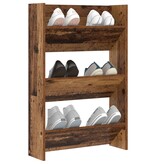 VidaXL Wand Schoenenkasten Oud hout 60 x 18 x 60 cm Bewerkt hout