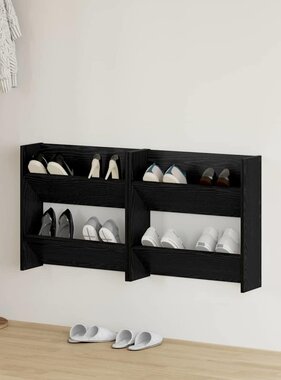 VidaXL Wand Schoenenkasten met plank Anders 2 pcs Zwart eiken 60 x 18 x 60 cm