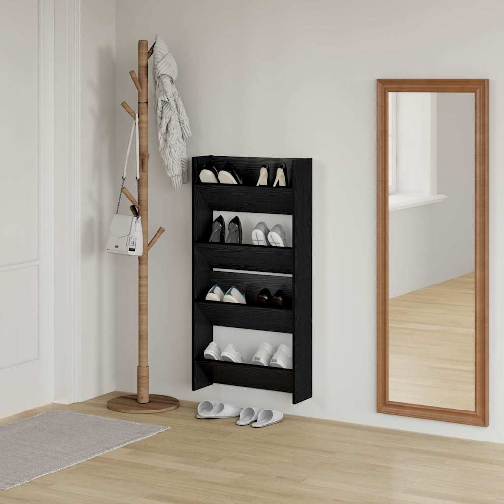 VidaXL Wand Schoenenkasten met plank Anders 2 pcs Zwart eiken 60 x 18 x 60 cm