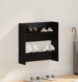 VidaXL Wand Schoenenkasten Zwart eiken 60 x 18 x 60 cm Bewerkt hout