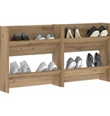 VidaXL Wand Schoenenkasten met plank Anders met opslag 2 pcs artisanaal eikenkleurig