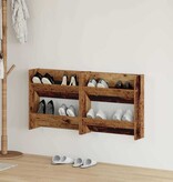VidaXL Wand Schoenenkasten 2 pcs Oud hout 60 x 18 x 60 cm Bewerkt hout