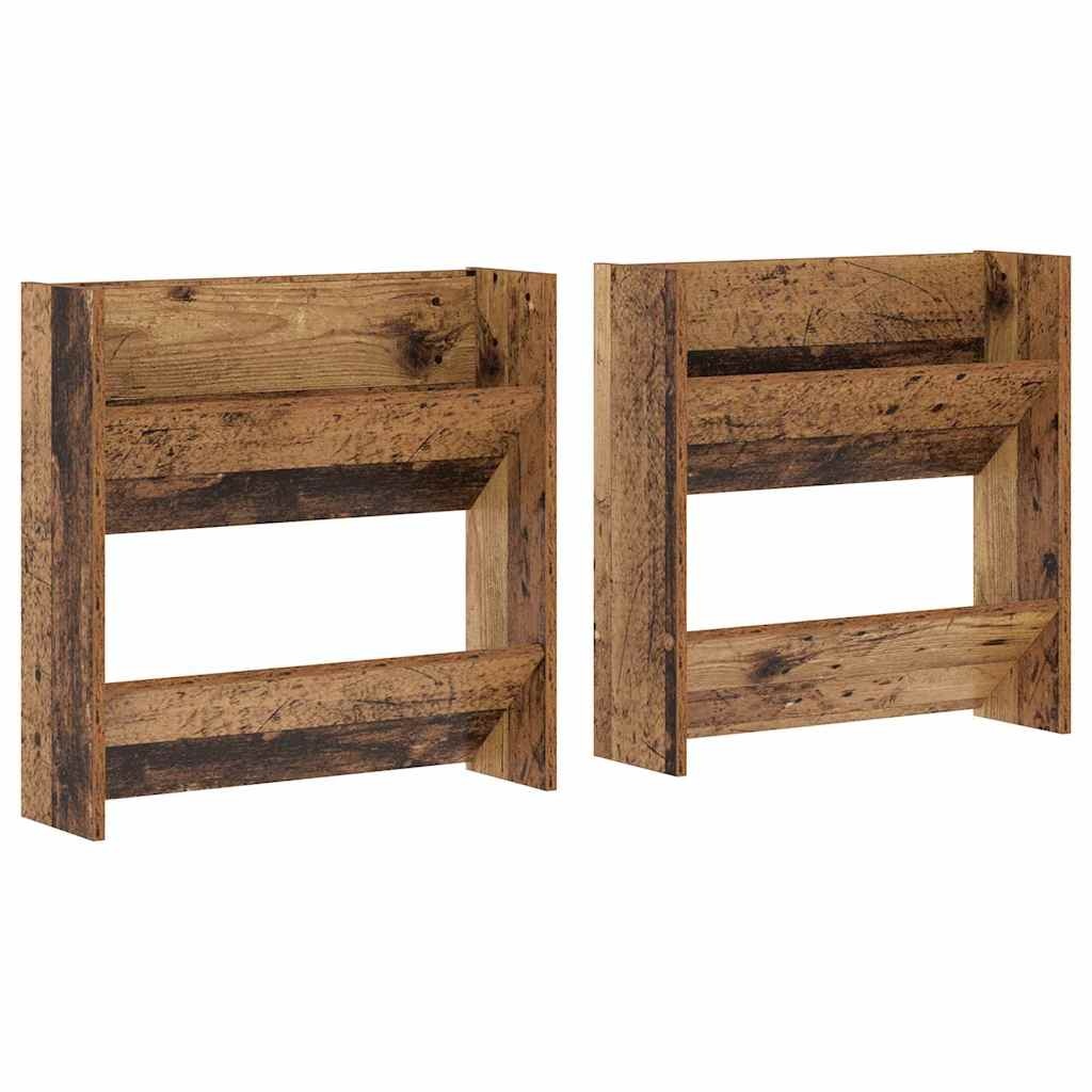 VidaXL Wand Schoenenkasten 2 pcs Oud hout 60 x 18 x 60 cm Bewerkt hout