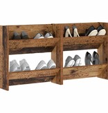 VidaXL Wand Schoenenkasten 2 pcs Oud hout 60 x 18 x 60 cm Bewerkt hout