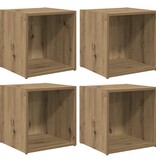 VidaXL TV Kasten 4 stuks Massief Eiken 37x35x37 cm Bewerkt Hout