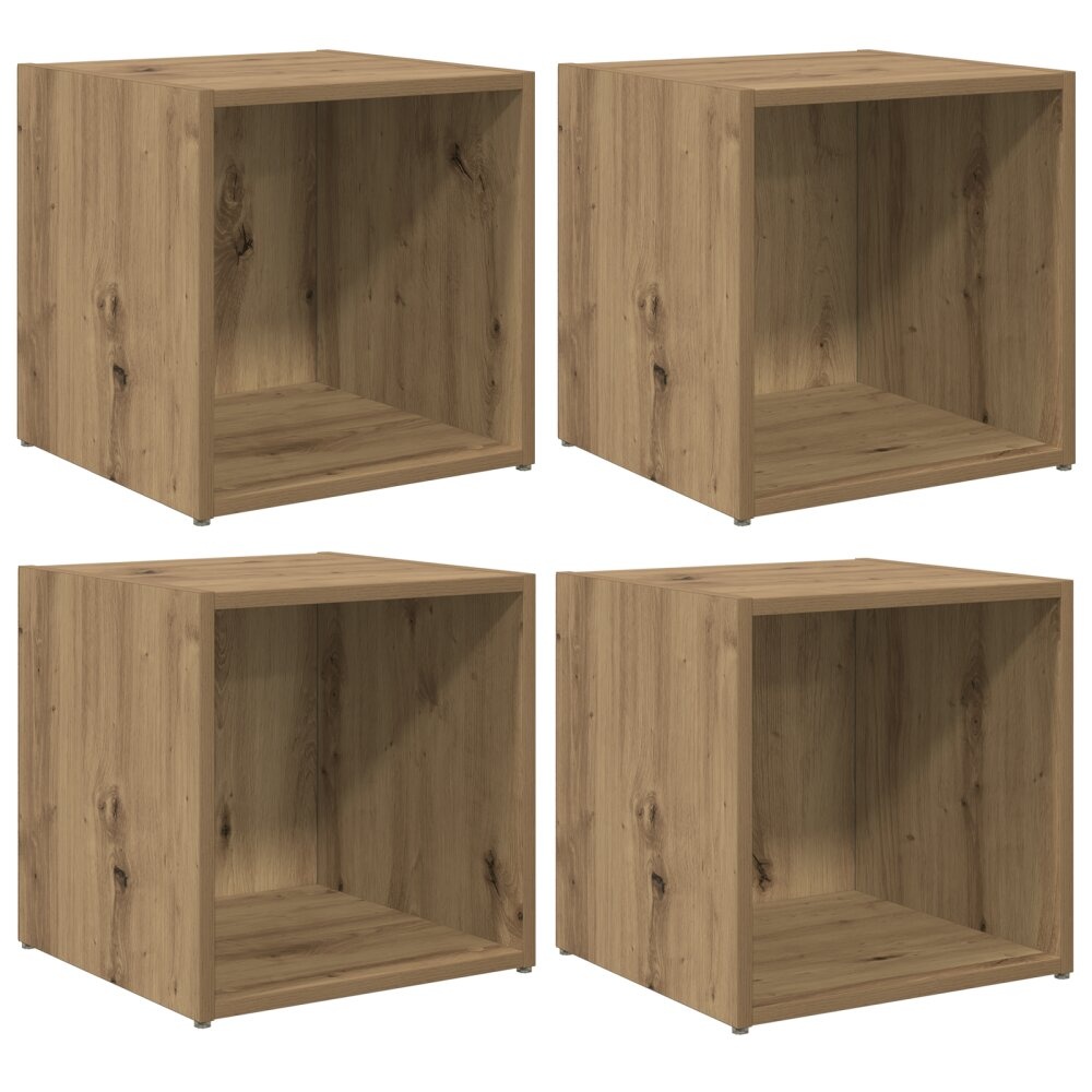 VidaXL TV Kasten 4 stuks Massief Eiken 37x35x37 cm Bewerkt Hout