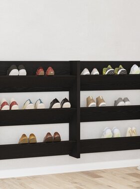 VidaXL Wand Schoenenkasten met plank Anders 2 pcs Zwart eiken 60 x 18 x 60 cm
