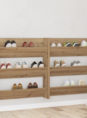 VidaXL Wand Schoenenkasten met plank Anders met opslag 2 pcs artisanaal eikenkleurig